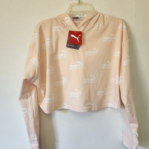 Puma/ Peach Logo Cropped Hooded Tee